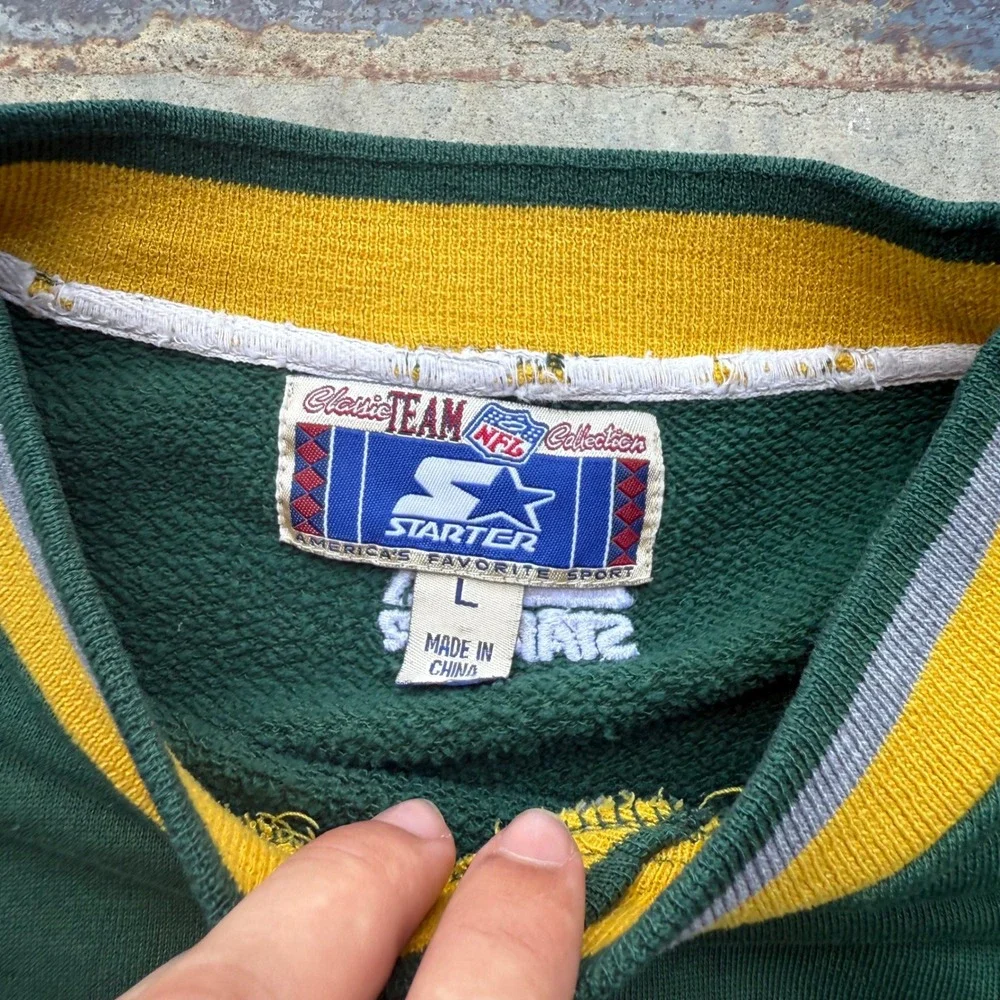 Vintage Starter Green Bay Packers Sweatshirt Mens Large NFL Embroidered Green